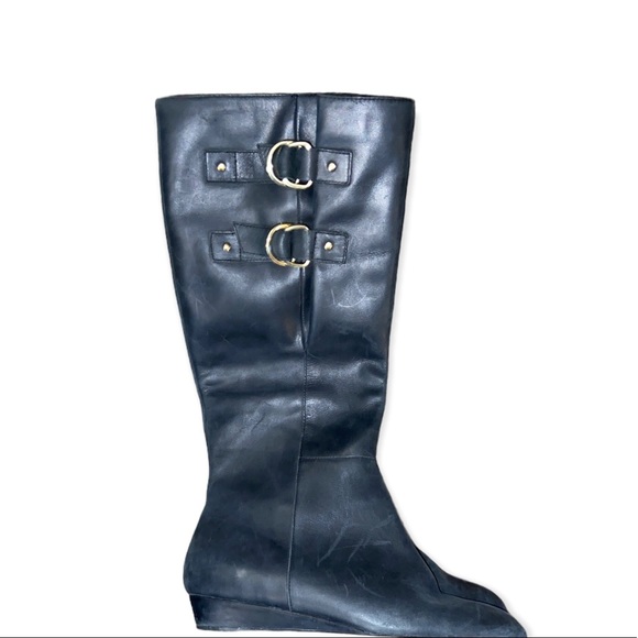 Seychelles Vintage Leather Matte Black Tall Buckle Boots - Picture 12 of 13